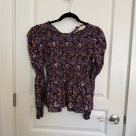 Universal Thread Dark Purple Floral Blouse - Picture 1 of 1